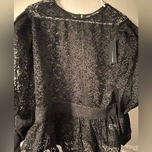 *New* Black lace peplum shirt by Fashion Nova